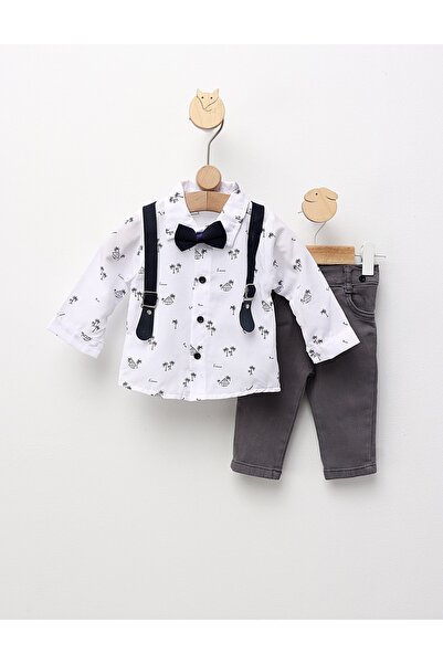 MiniKids Costumas elegant, Vladut, alb-bleumarin-gri 80 (9-12 luni)