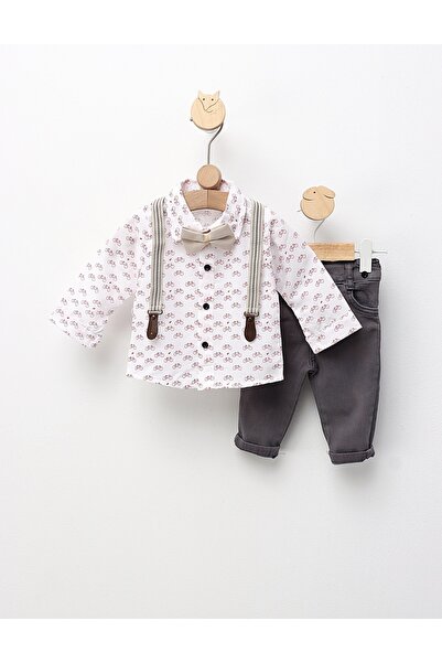 MiniKids Κομψό κοστούμι, Martin, λευκό-κρεμ-γκρι 92 (18-24 μηνών)