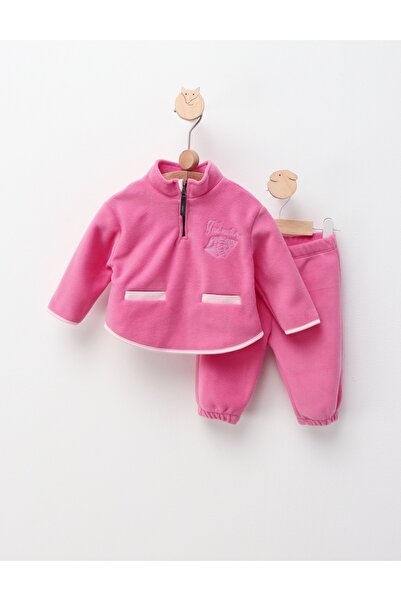 MiniKids Daria thick Fleece set with bows, pink 92 (18-24 months)