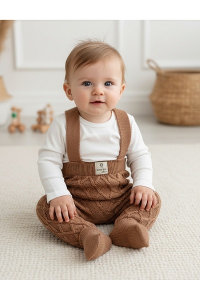 MiniKids Jumpsuit with boots and suspenders, brown 80 (9-12 months)