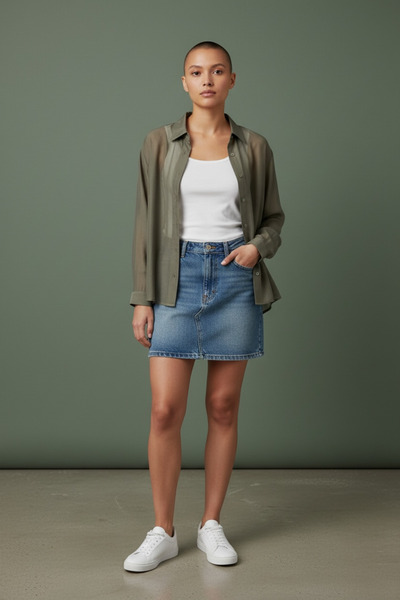 SEMİZ GİYİM İnce Yeşil Tül Gömlek