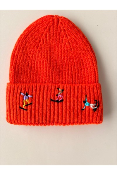 byebruketenci Narandžasta Vuna beanie skijaška Vezena kapa
