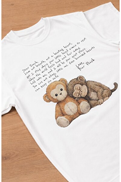 Fuddy Moda Unisex Maymun Punch Mektup Baskılı Tişört, Oversize Yalnız Maymun ...