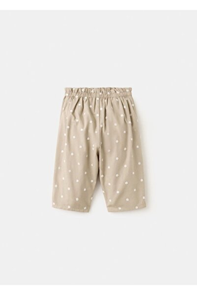 MANGO Baby Nakışlı çiçek desenli pamuk pantolon