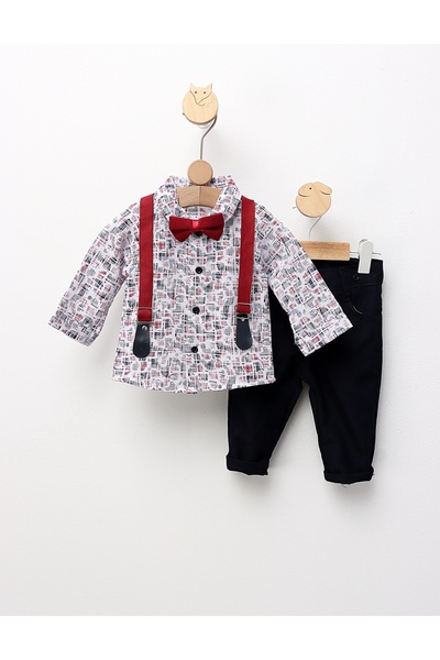 MiniKids Κομψό κοστούμι, Athos, λευκό-μπορντό-γκρι 92 (18-24 μηνών)