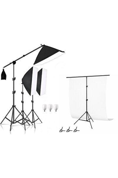 AZT Ürün Reklam Stüdyo Fotograf 50x70cm Softboxlı 195w Sürekli Işık 150x200cm...