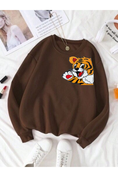 bahar uğurlu Children's 3-Yarn Sweatshirt with Lion Print