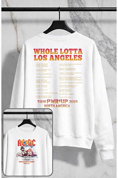 Fuddy Moda Unisex Oversize Rock Band Ac-Dc Pwrd up Back Printed Crew Neck Hoo...