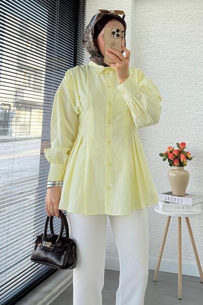 MELEK ARAZ Premium Poplin Shirt Tunic with Pencil Detail on Front and Back — ...