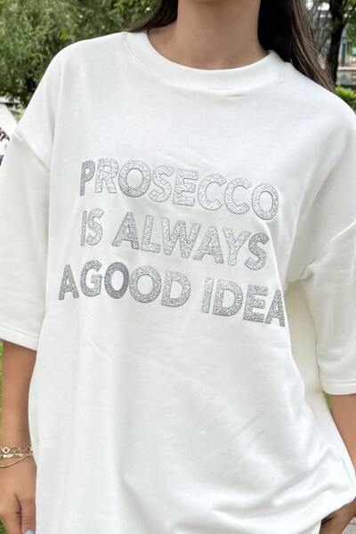 ESCAPE STAR Tricou dama bumbac alb oversized- Grace Prosecco