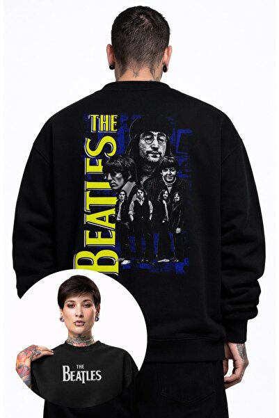 Fuddy Moda Unisex Oversize Rock Band the Beatles Back Printed Crew Neck Hoodl...