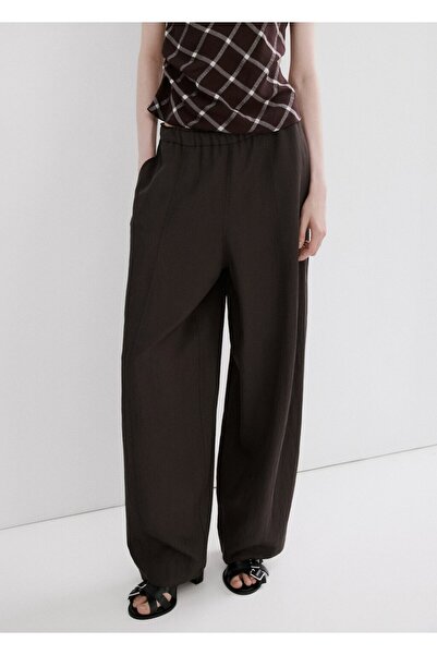 MANGO Woman Orta bel lyocell pantolon