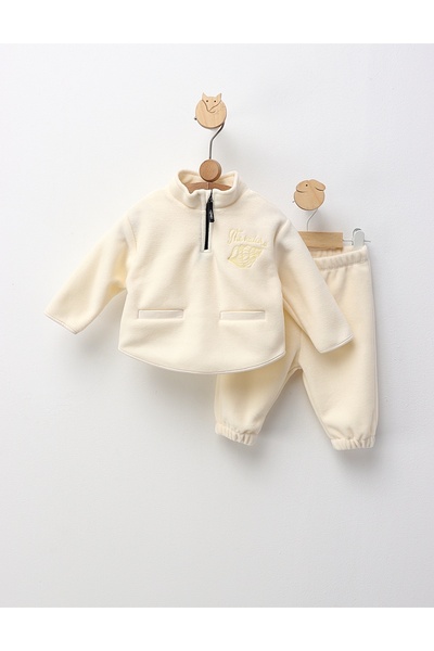 MiniKids Daria thick Fleece set with bows, cream 92 (18-24 months)