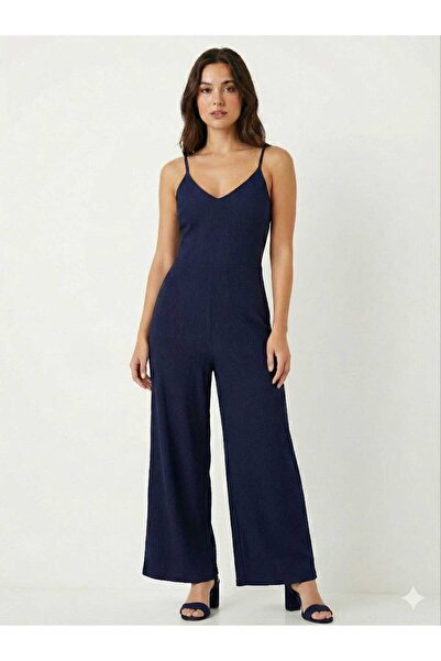 Maison La Femme Women's Strappy Wrap Jumpsuit V-Neck Wide Leg Stylish and Com...