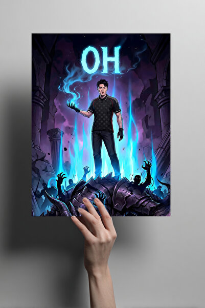 Wh-tee Hyeon-gyu Oh Anime Temalı Tasarım Taraftar Metal Poster – Siyah Beyaz ...