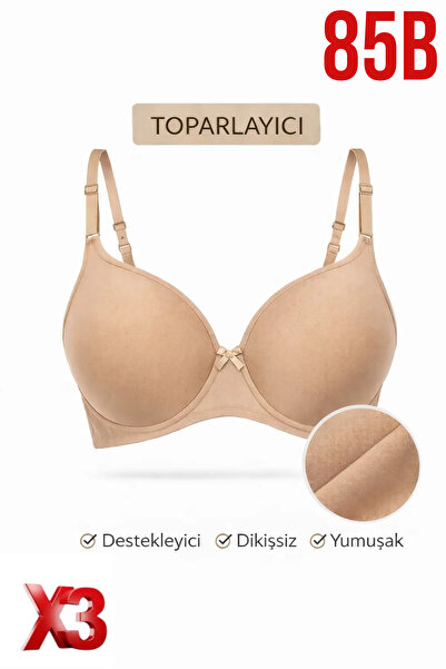 PRUSA İÇ GİYİM Women's Padded (Supported) Underwire Gathering Bra in Beige X3...