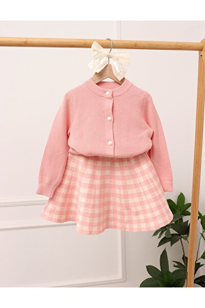 MiniKids Sweater + Skirt Set, Iris pattern with pink 128 (7-8 years)