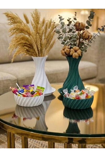 Leerybee طقم مزهريات ووعاء زخرفي بتصميم خاص مكون من 6 قطع طباعة ثلاثية الأبعا...