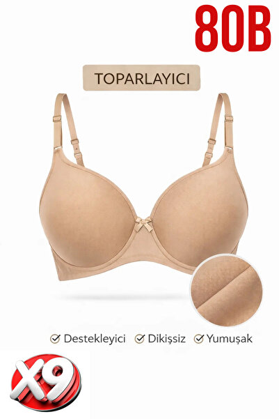 PRUSA İÇ GİYİM Women's Padded (Supported) Underwire Gathering Beige Bra X9 (9...