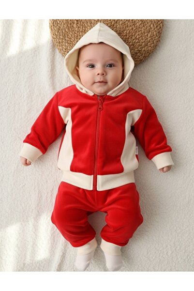 MiniKids Trening de catifea Romania rosu-alb 80 (9-12 luni)