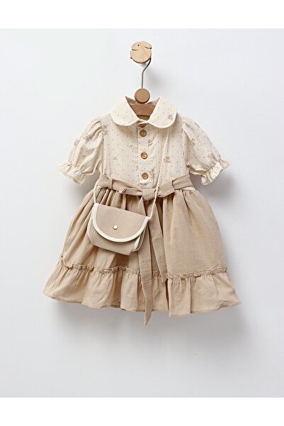MiniKids Olivia beige premium dress with bag 104 (3-4 years)