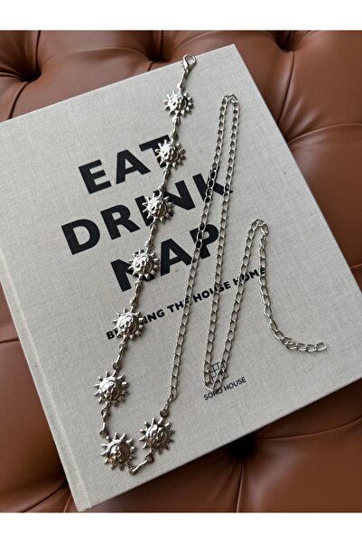 coaksco Women's Body & Waist Chain Silver Sun Chain