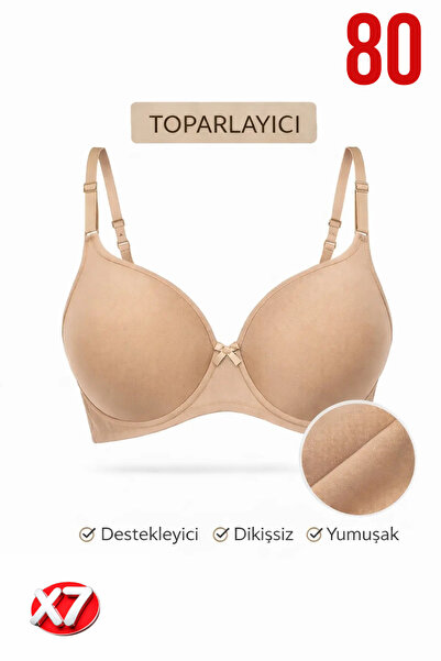 PRUSA İÇ GİYİM Women's Padded (Supported) Underwire Gathering Beige Bra X7 (7...