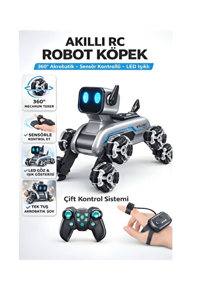 VARDEM OYUNCAK Uzaktan Bilekten Kumandalı Şarjlı 8 Teker Akrobat Robot Köpek ...