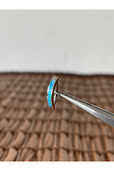Rupen Kraft Gerçek Titanium G23 Mavi Opal Taş Titanyum Göbek Piercing