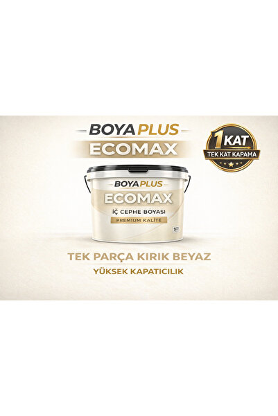 Boyaplus Ecomax Tek Parça Kırık Beyaz İç Cephe Boyası 1 Kat Yüksek Kapatıcılık