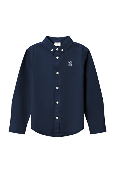 Giordano Kid's Cotton Oxford Long Sleeve Shirt with Embroidery