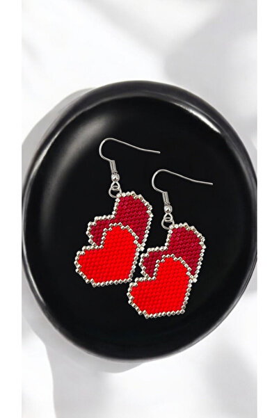 SEARD Miyuki Bead Handmade Heart Earrings 2