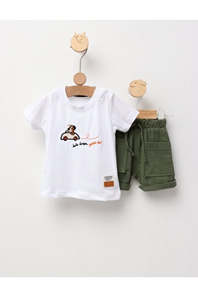 MiniKids Set de vara, Catel in Vacanta, alb 74 (6-9 luni)