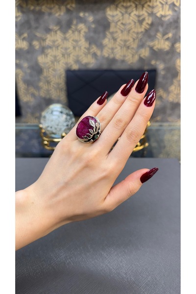 Gümüşhanesi Yakut taşlı otantik gümüş yüzük