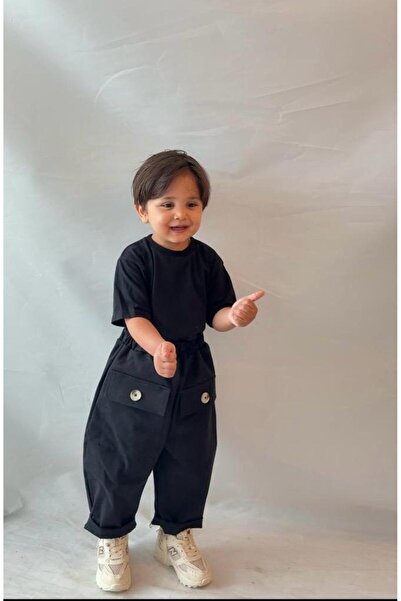 bohemiankids baby wear Gabardin Hlače sa crnim detaljima na dugmadu