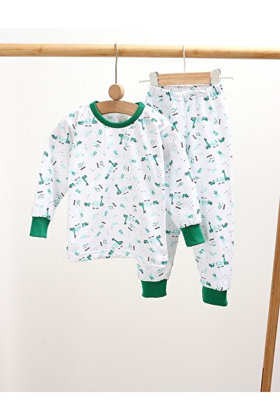 MiniKids Πιτζάμες BBC ML Romania, Χαριτωμένο Ζώο, λευκό-πράσινο 116 (5-6 ετών)