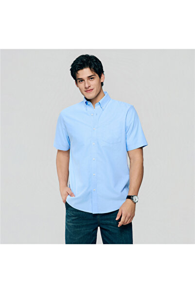Giordano Men’s Regular Fit Wrinkle‑Free Short Sleeve Oxford Shirt