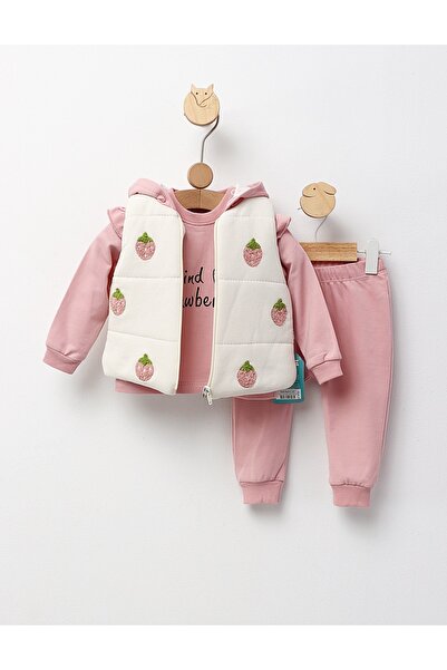 MiniKids Set 3 piese, Kind Strawberry, roz-pudra 86 (12-18 luni)