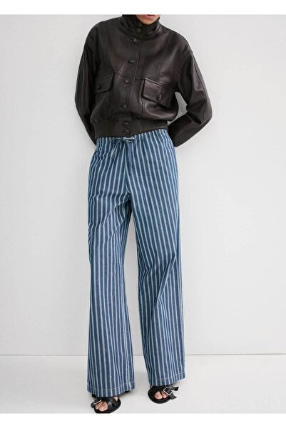 MANGO Woman Çizgili jean pantolon