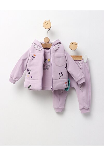 MiniKids 3-piece set, with vest, Be Happy Together, purple 86 (12-18 months)