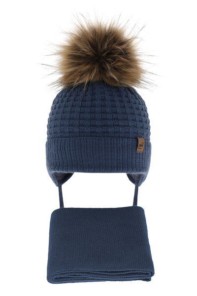 MiniKids Σετ καπέλο και κασκόλ Salam σκούρο μπλε 42-44