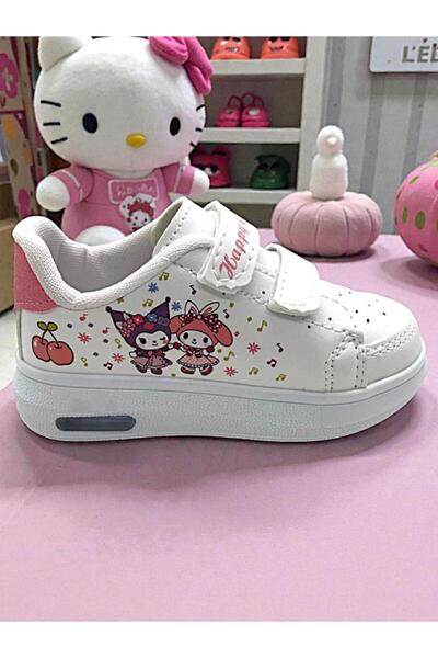 ellaboni Girl's Lighted Chrome&Melody Printed White Sports Shoes Sneaker