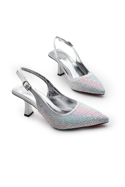 Modaarmada Silver New Season Stylish Women's High Heels with Stones