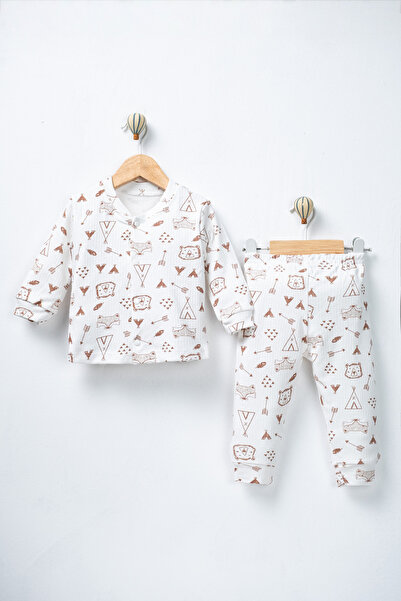 TWOO KİDS Erkek Bebek&Çocuk 2'li %100 Pamuklu Pijama Takımı Düğmeli Set