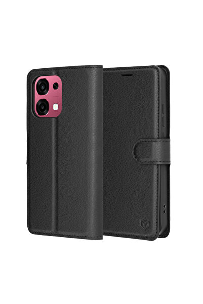 Techsuit Husă tip folio din piele pentru Oppo A6 Pro 4G, neagră