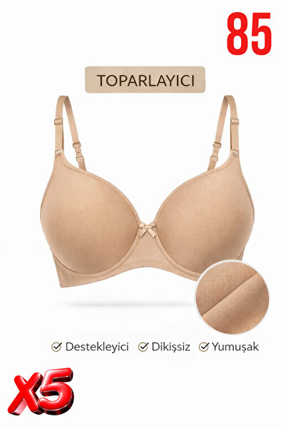 PRUSA İÇ GİYİM Women's Padded (Supported) Underwire Gathering Beige Bra X5 (5...