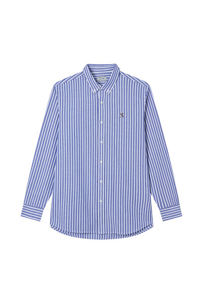 Giordano قميص أكسفورد قطن رجالي ضيق مطرز