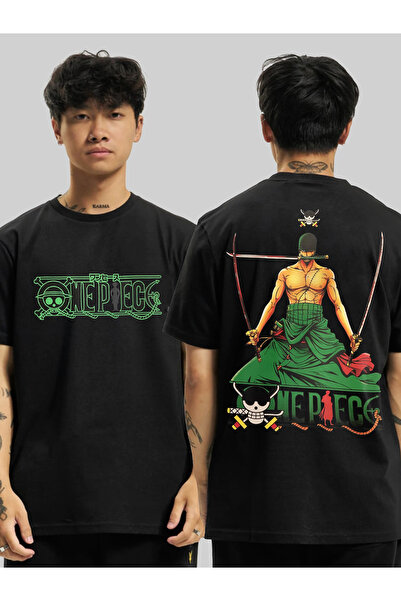 Gadali Unisex One Piece Roronoa Zoro Three Swords Front and Back Printed T-Shirt