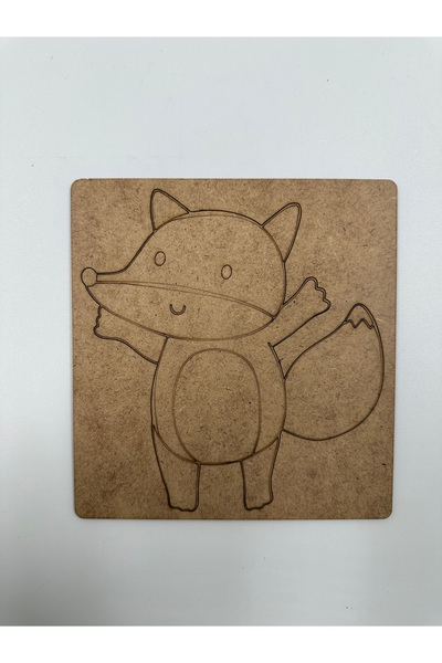 WOODIVA AHŞAP 1 Piece Fox Wooden Painting School Event Activity Art 15 cm