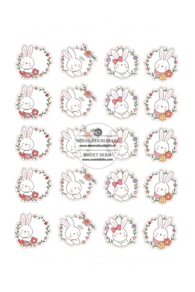 Decoratiuni Dulci Imagine comestibila coronite cu iepurasi veseli - Decupat